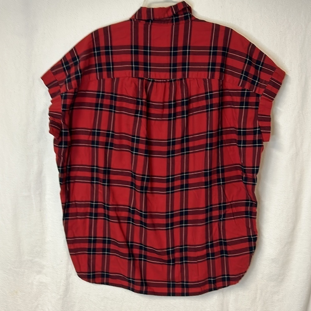 Madewell Women’s Top Size M Red Black Plaid Sleeveless Button Front 100% Cotton - Picture 6 of 10